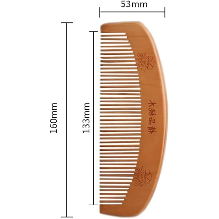 Wooden Comb, 1Piece Fine Teeth, Anti-static Natural Peach Wooden Comb for Hair, Beard, Pet Hair Finishing (Brown) - Image 2